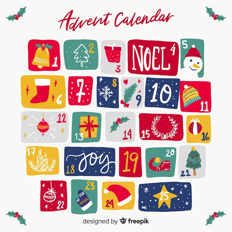 Free Vector hand drawn advent calendar