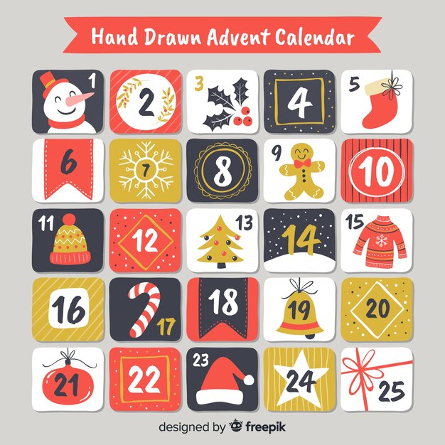 Hand drawn advent calendar