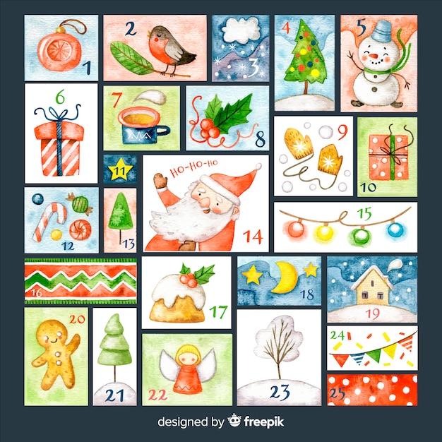 Free vector hand drawn advent calendar