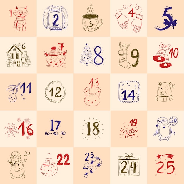 Hand drawn advent calendar
