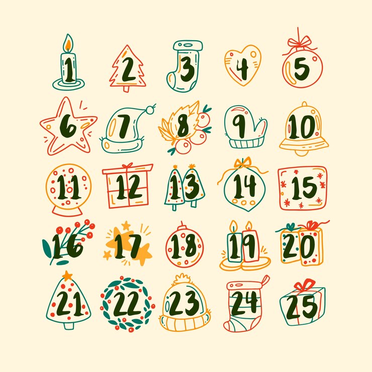 Free Vector hand drawn advent calendar