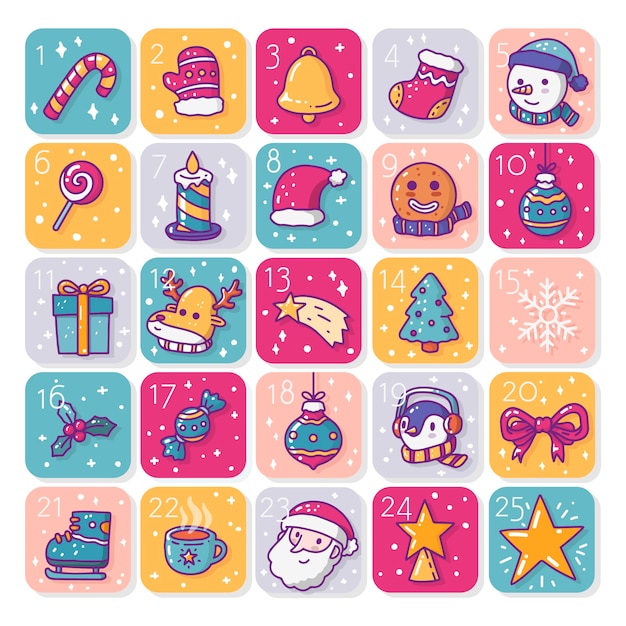 Free vector hand drawn advent calendar