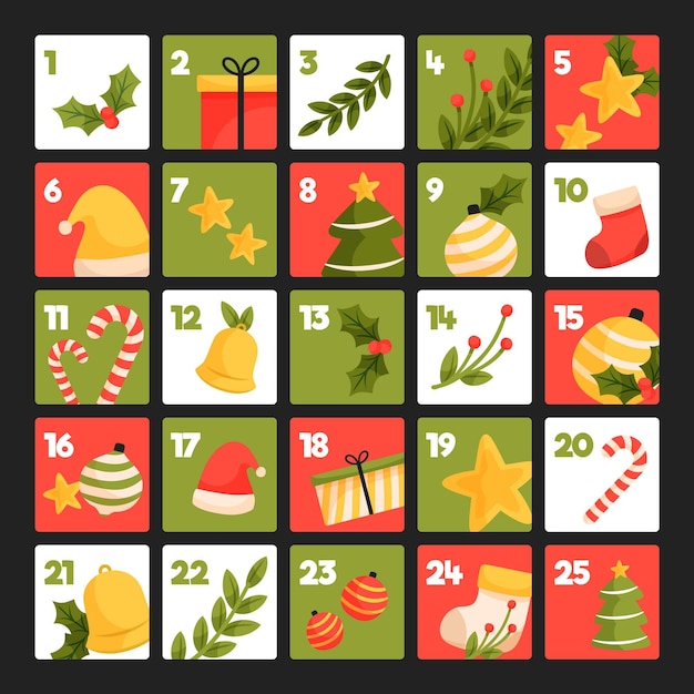 Free vector hand drawn advent calendar