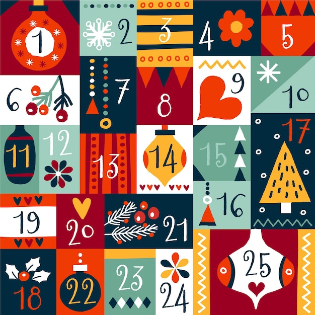 Hand drawn advent calendar