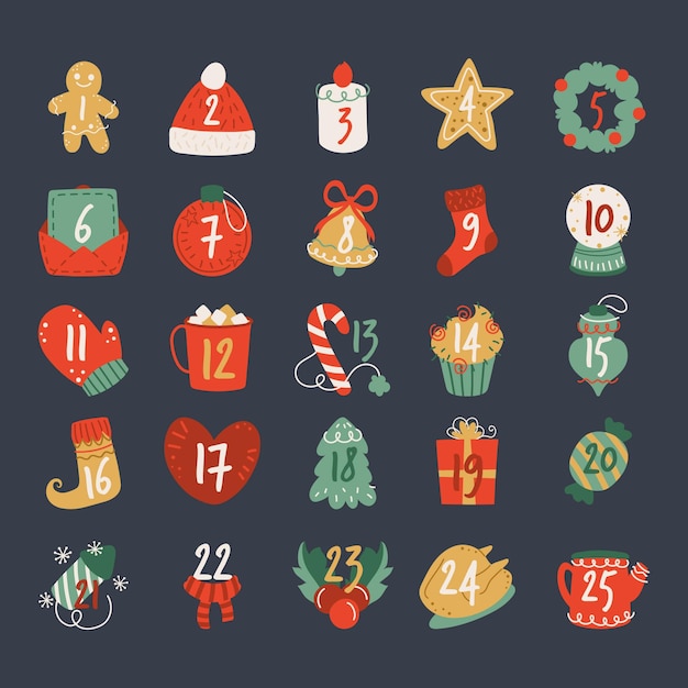 Hand drawn advent calendar