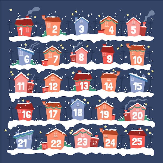 Free vector hand drawn advent calendar