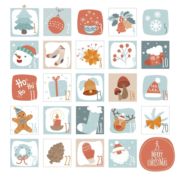 Free vector hand drawn advent calendar