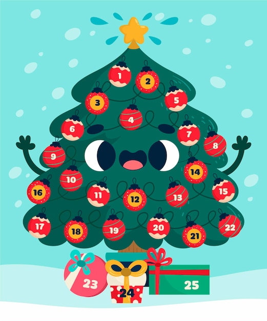 Free vector hand drawn advent calendar