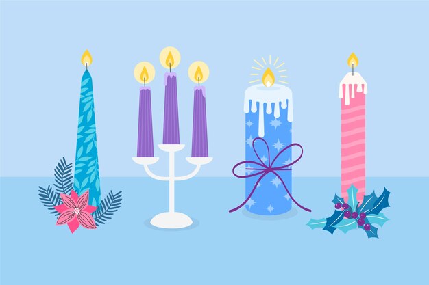 Hand drawn advent candles collection