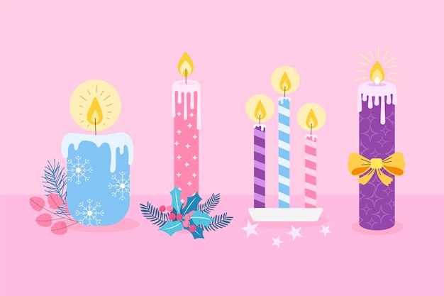 Free vector hand drawn advent candles collection