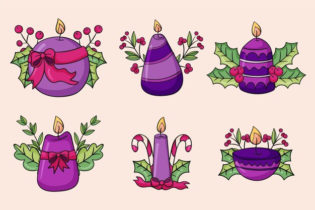 Hand drawn advent candles collection