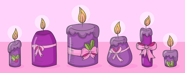 Free vector hand drawn advent candles collection