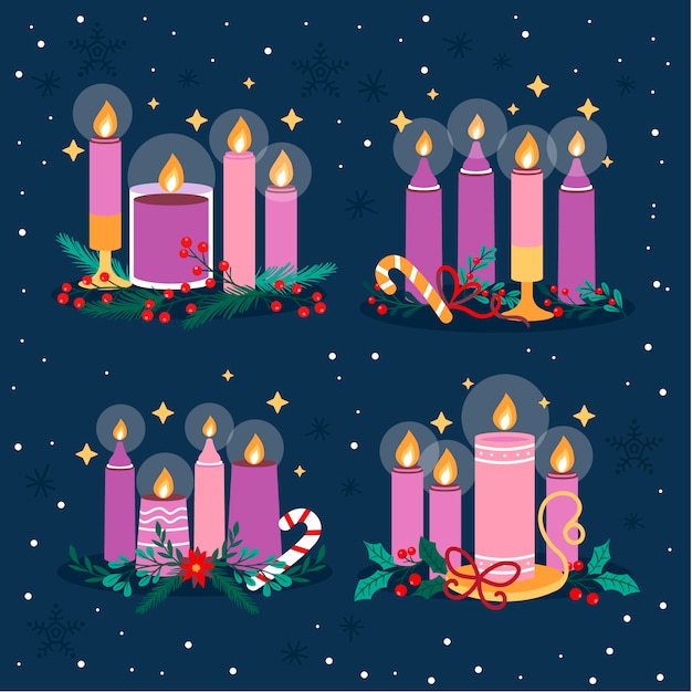 Free vector hand drawn advent candles collection