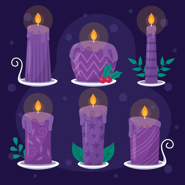 Бесплатное векторное изображение Коллекция рисованной адвентских свечей