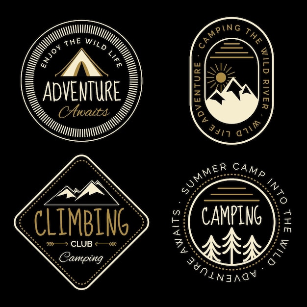 Free vector hand drawn adventure badges collection