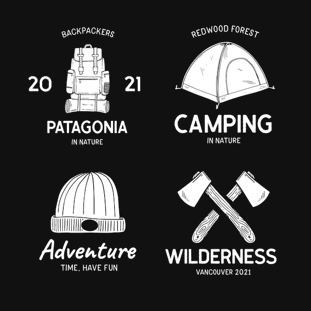 Free vector hand drawn adventure badges set