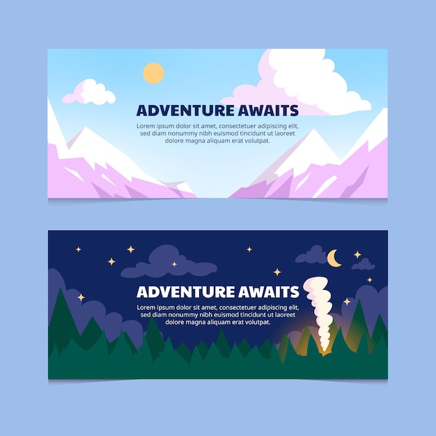 Free vector hand drawn adventure banners set