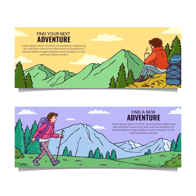 Free vector hand drawn adventure banners set