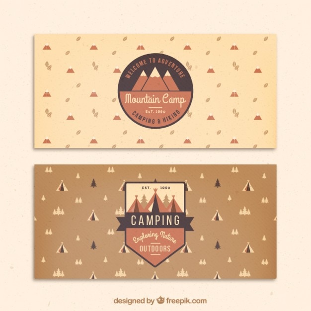 Free vector hand drawn adventure banners with badges