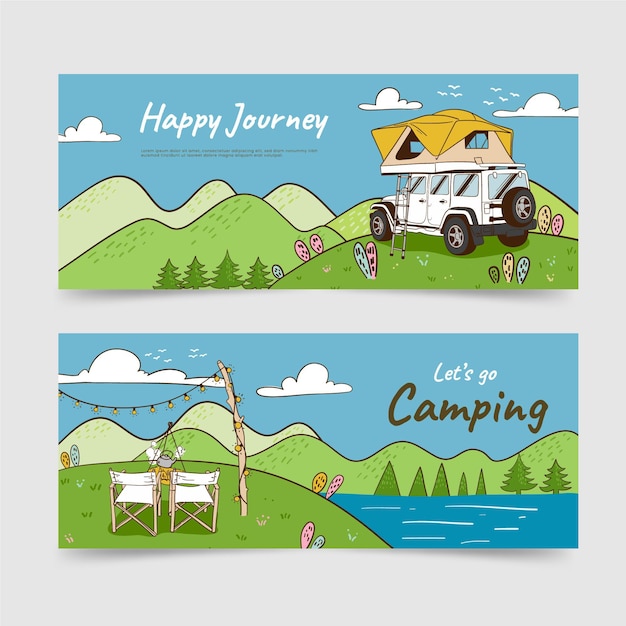 Free vector hand drawn adventure banners