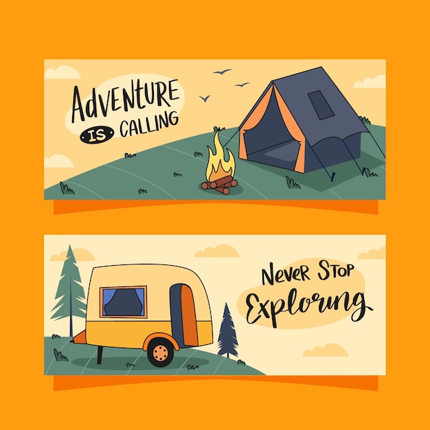 Hand drawn adventure banners