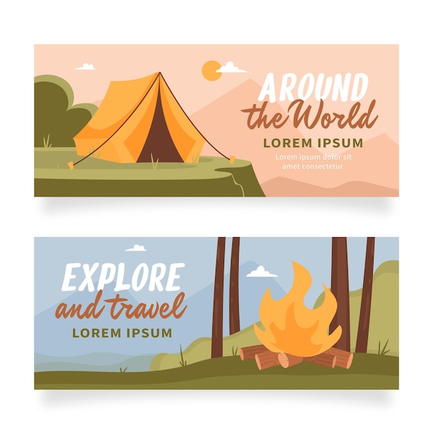 Free vector hand drawn adventure banners