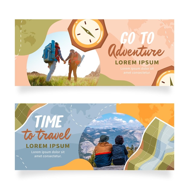 Free vector hand drawn adventure banners