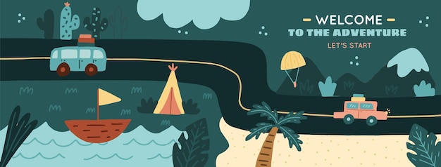 Free vector hand drawn adventure facebook cover