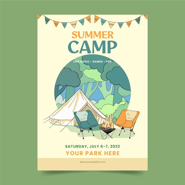 Free vector hand drawn adventure flyer template