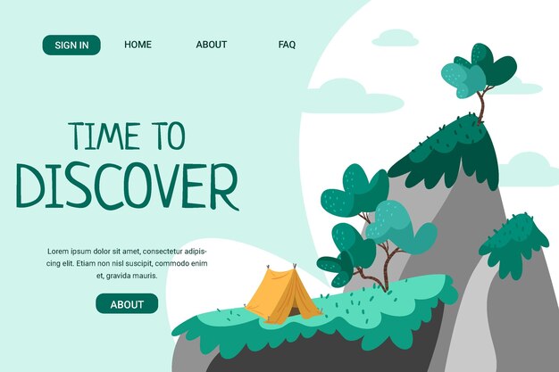 Hand drawn adventure landing page template