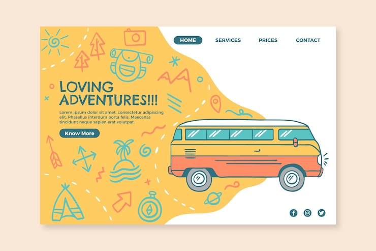 Free Vector hand drawn adventure landing page
