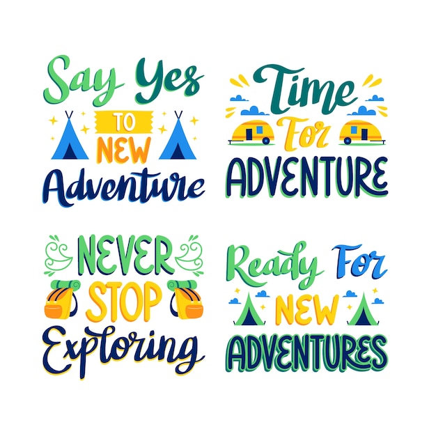 Free vector hand drawn adventure lettering set
