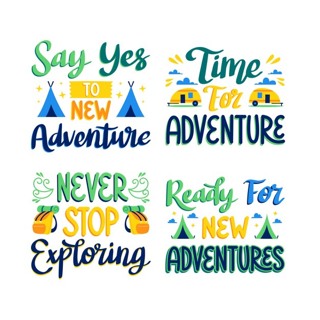 Hand drawn adventure lettering set