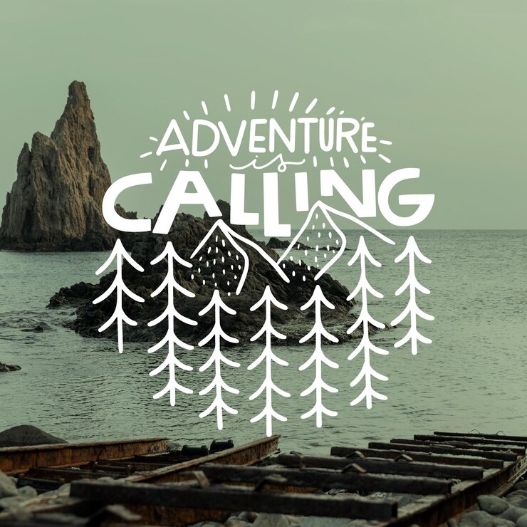 Free Vector hand drawn adventure lettering with photo