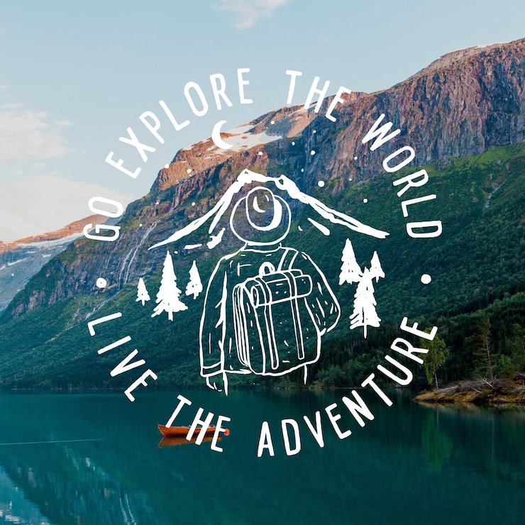 Free Vector hand drawn adventure lettering with photo