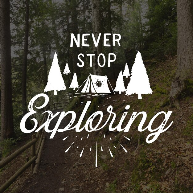 Hand drawn adventure lettering with photo