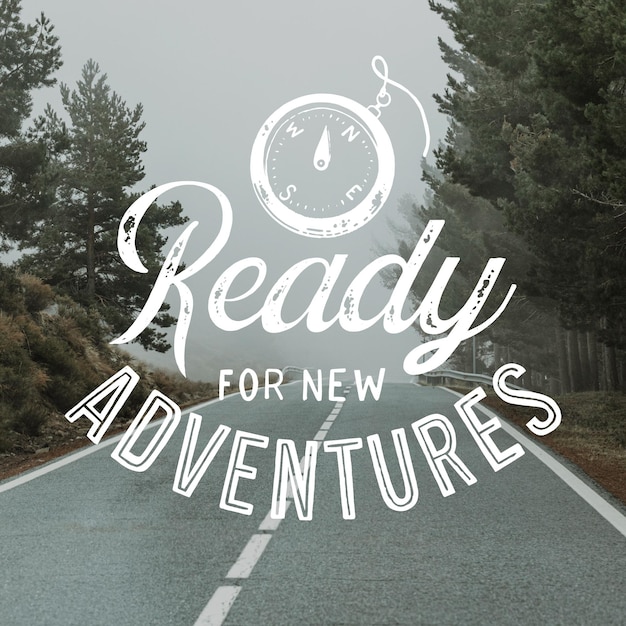 Free vector hand drawn adventure lettering with photo