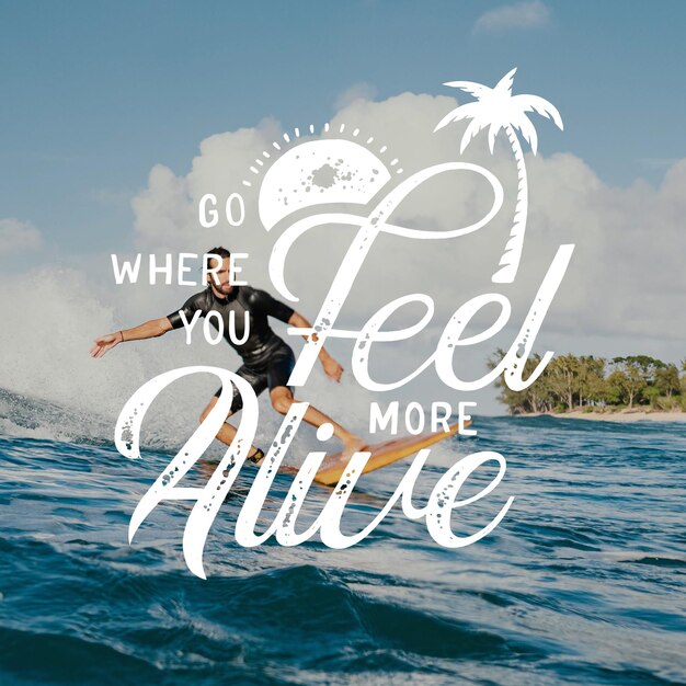hand drawn adventure lettering with photo