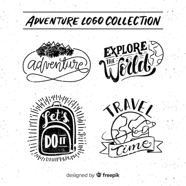 Hand drawn adventure logo collection