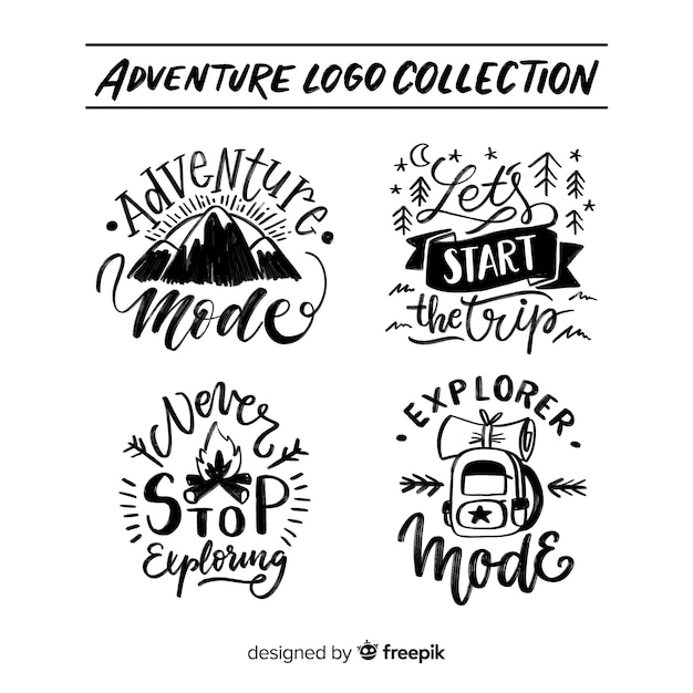 Free vector hand drawn adventure logo collection