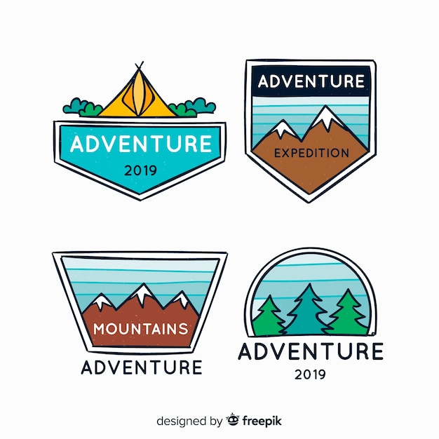 Hand drawn adventure logo collection