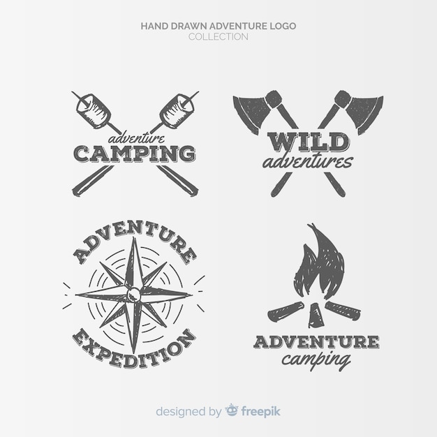 Hand drawn adventure logo collection