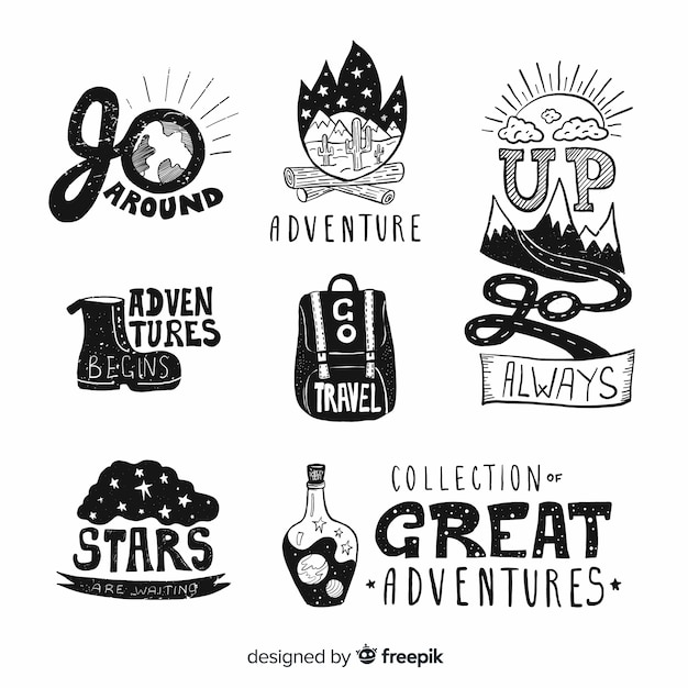 Hand drawn adventure logo collection