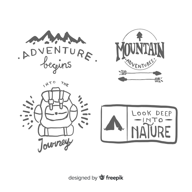 Hand drawn adventure logo collection