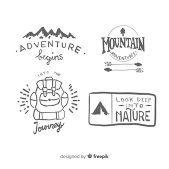 Hand drawn adventure logo collection