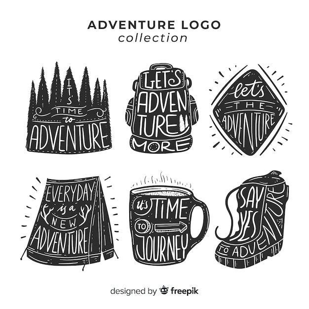 Hand drawn adventure logo collection Free Vector