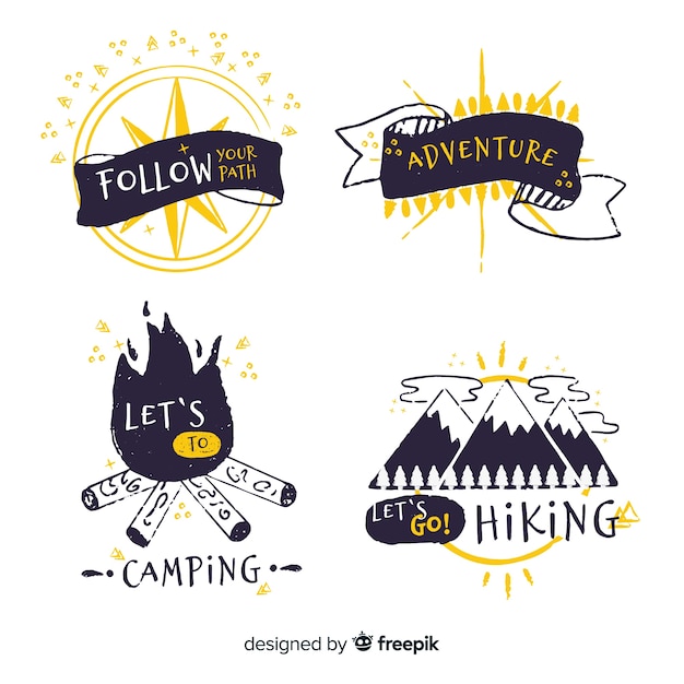 Free vector hand drawn adventure logo collection