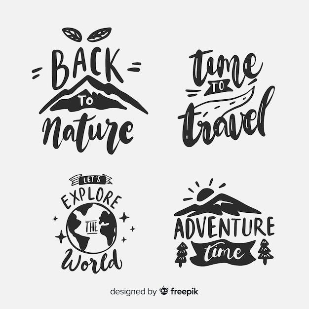 Hand drawn adventure logo collection