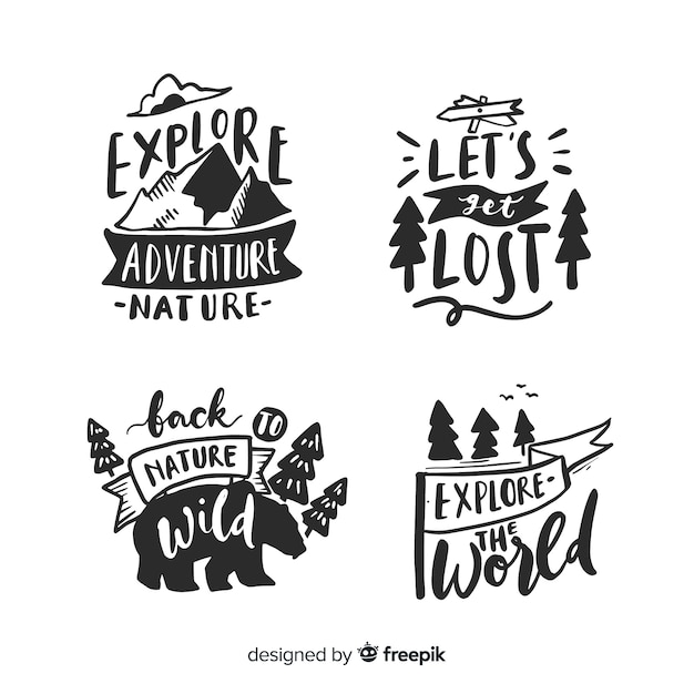 Hand drawn adventure logo collection