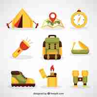 Free vector hand drawn adventure object collection